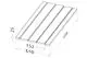 Zeichnung eines Roth CC Panels mit fünf Lamellen, rechteckiger Form, in einer Länge von 1220 mm und einer Breite von 610 mm, bei einer Höhe von 25 mm.